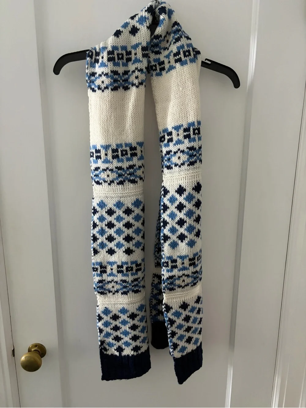 NWT Lands End Fair Isle Oblong Scarf and Faux Fur Mittens Set